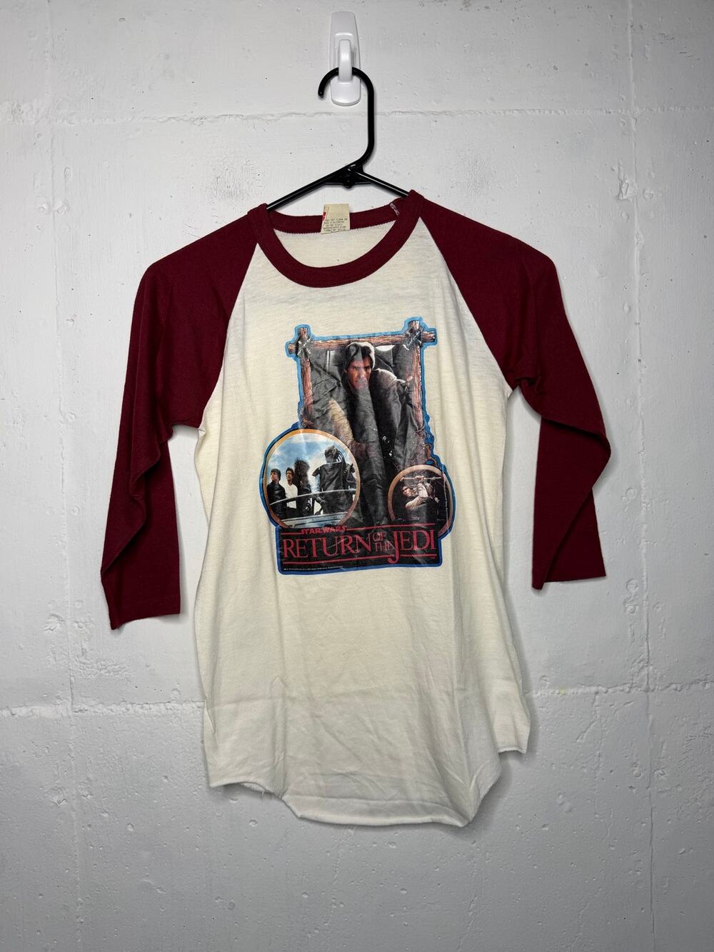 Vintage 1983 Star Wars Return of the Jedi Baseball T Shirt Maroon Luke Skywalker